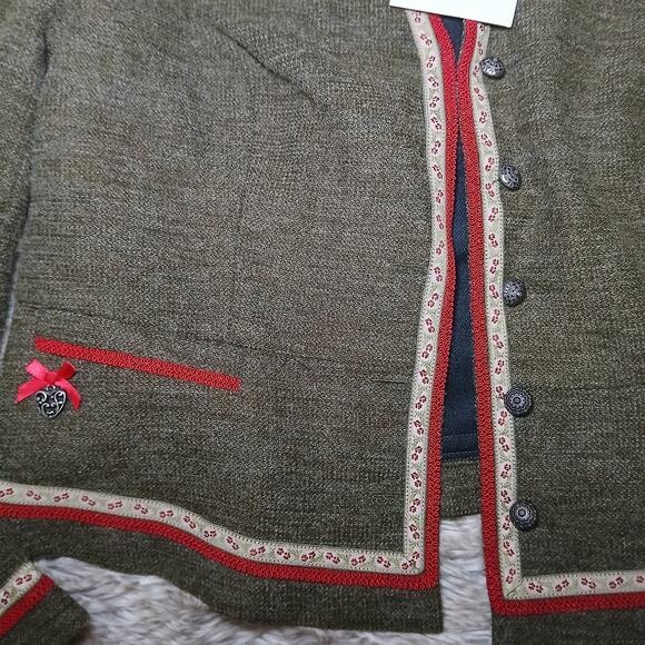 Spieth & Wensky Nachtigall Jacket Loop Melange Olive Green Bavarian Trachten L - Picture 3 of 11